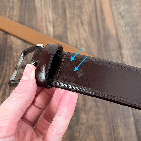 Joseph Abboud Leather Dress Belt Edge Detail Handcrafted in Italy Size 38 Brown - Picture 6 of 14